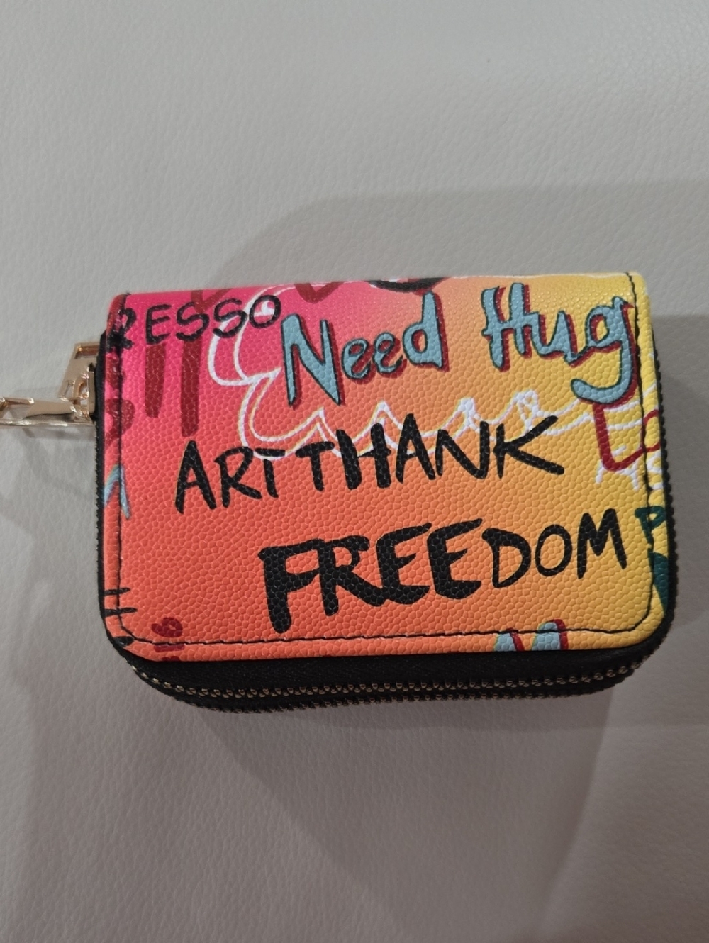 Alba Multicolor Graffiti Zip Wristlet - Orange, Yellow, Pink